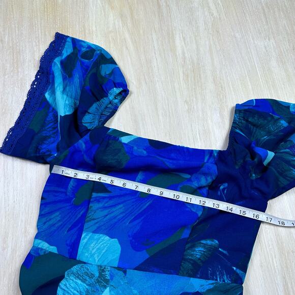 NWT Sophia Jeans by Sophia Vergara Shoulder Bustier Floral Midi Dress Medium - Picture 12 of 16